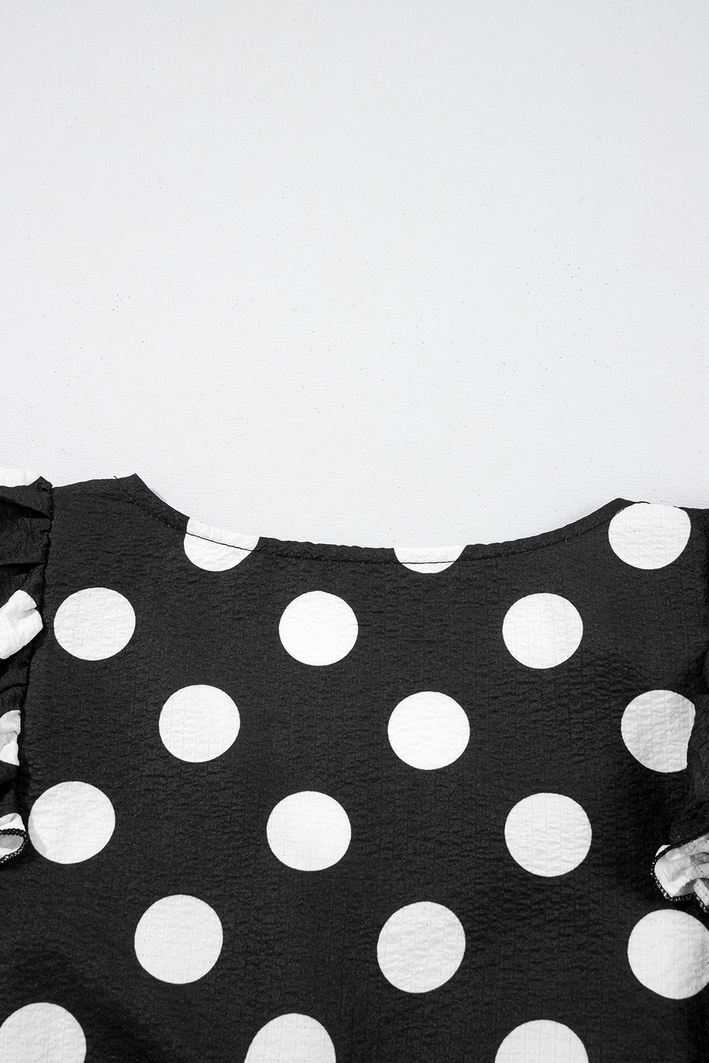 Black Polka Dot Print Ruffled Sleeve V Neck Blouse - loveforevers