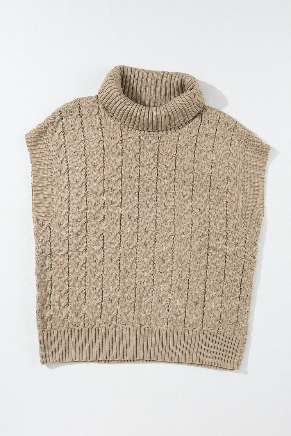 Medium Grey Cable Knit Turtleneck Batwing Sleeve Sweater - loveforevers