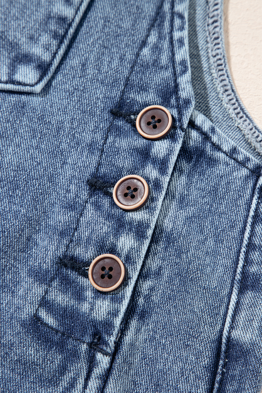 Stone Blue Distressed Bib Pocket Wide Leg Denim Overall - loveforevers
