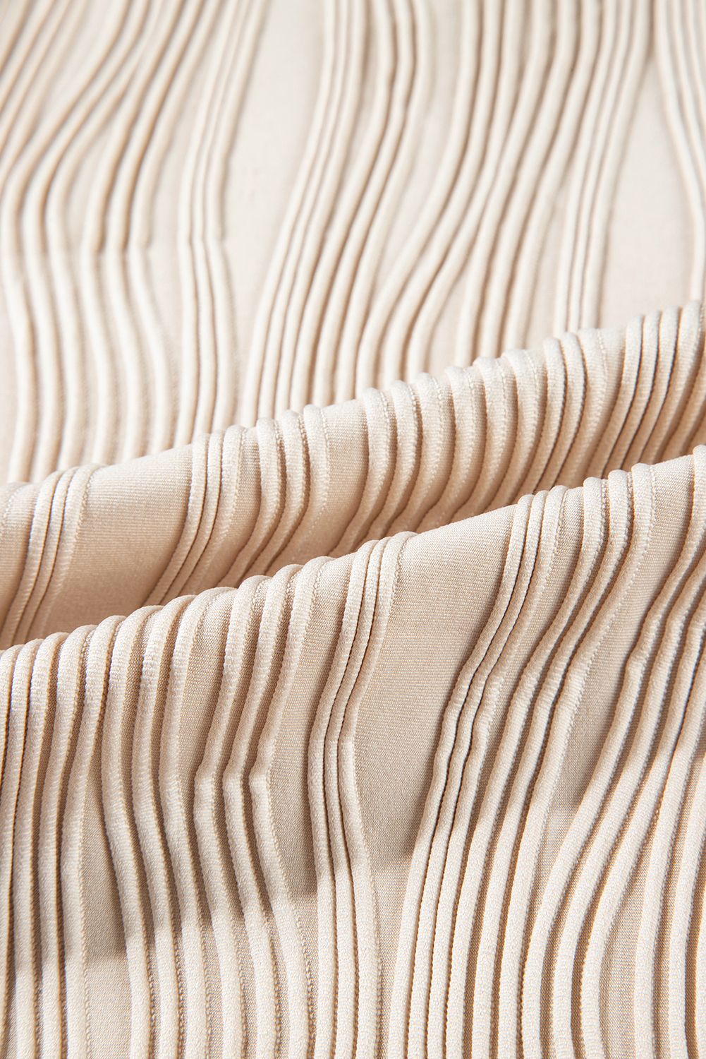 White Wavy Textured Mock Neck Cap Sleeve Top - loveforevers