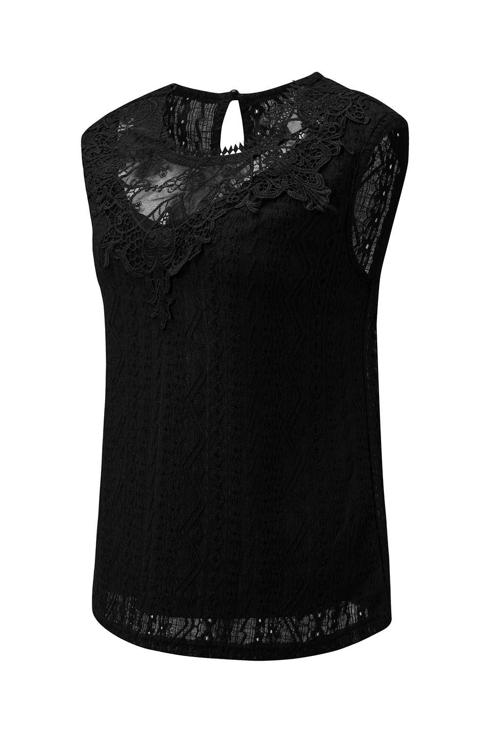 Apricot Guipure Lace Crochet Keyhole Back Tank Top - loveforevers