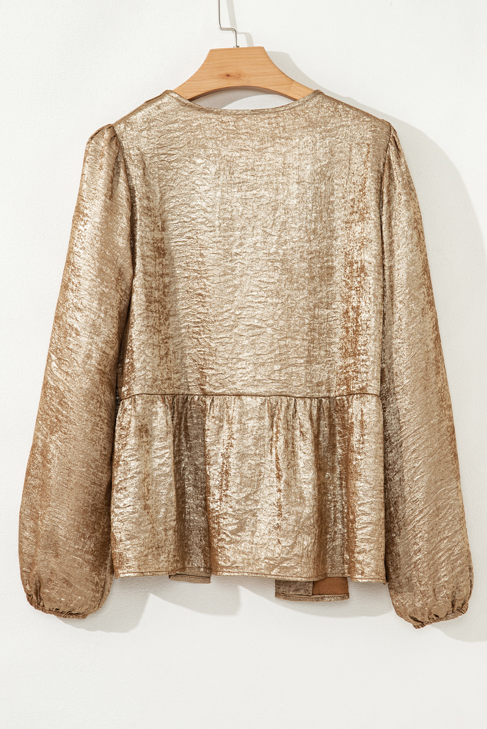 Gold Metallic Tied Front Babydoll Blouse - loveforevers