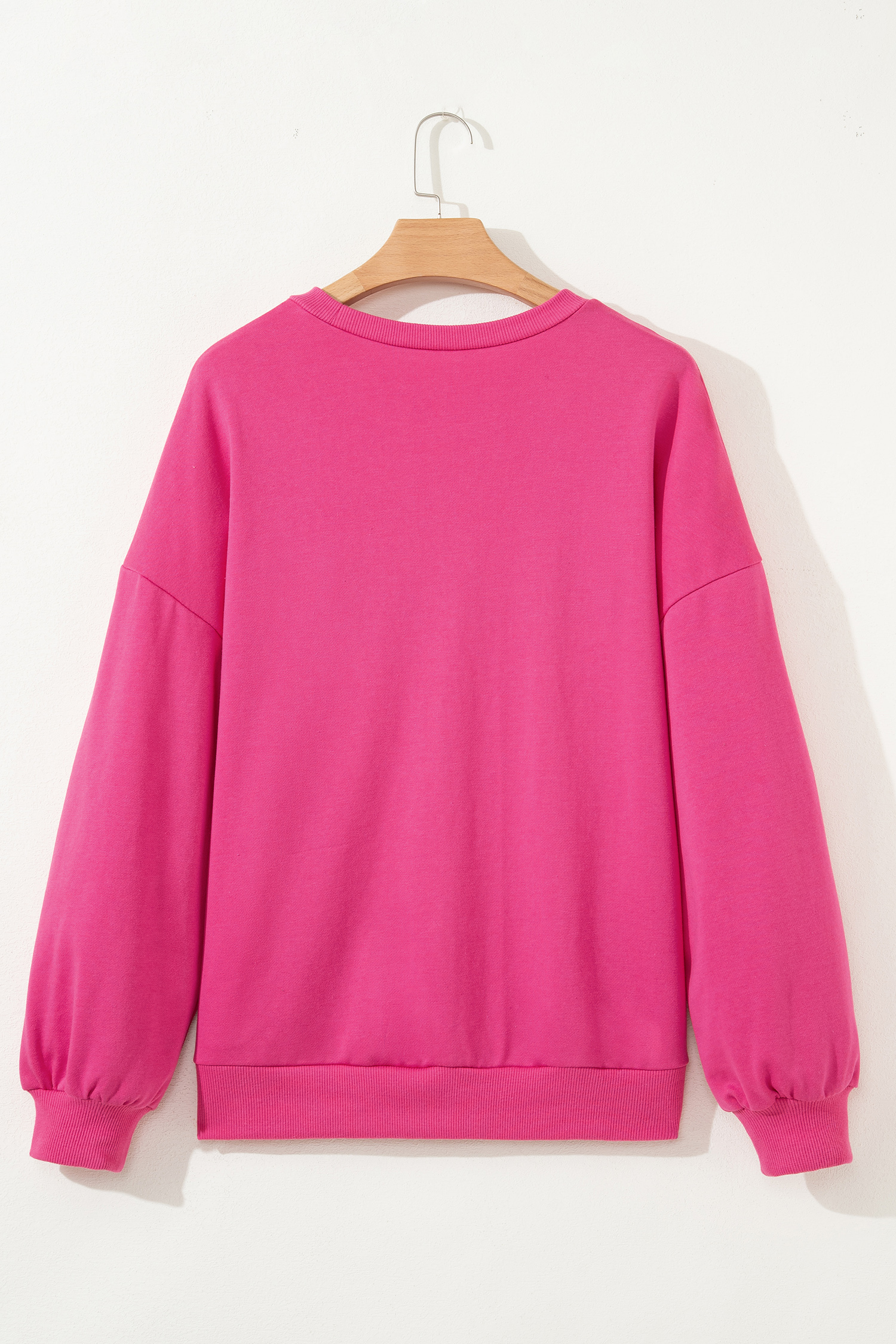 Rose Red Lucky Clover Embroidered Loose Pullover Sweatshirt - loveforevers