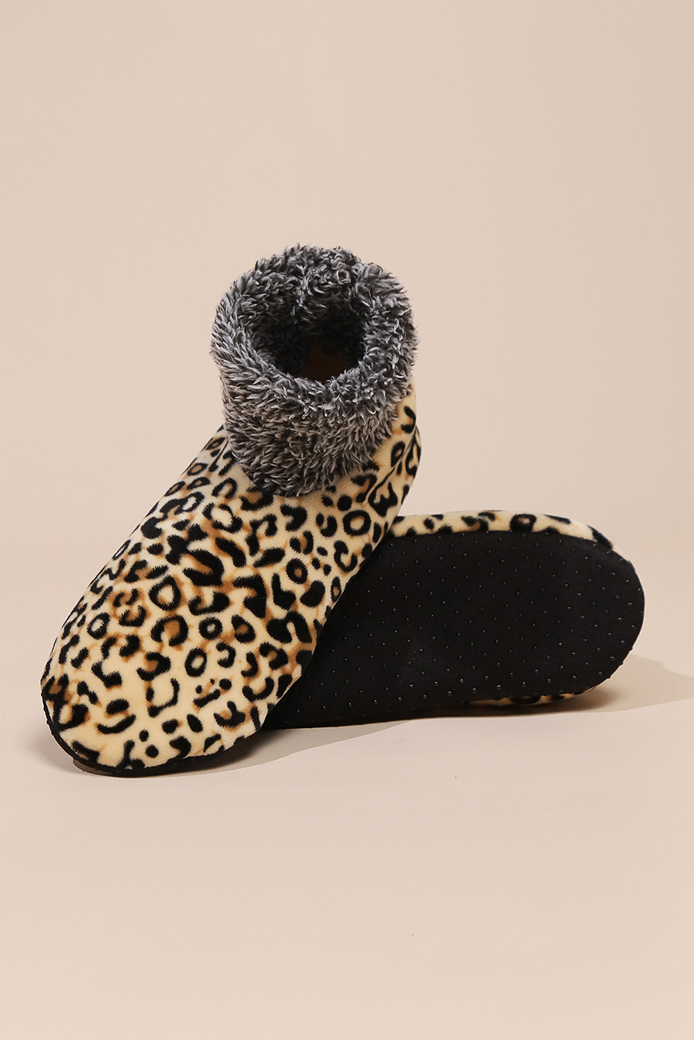 Beige Leopard Print Thermal Lined Socks - loveforevers