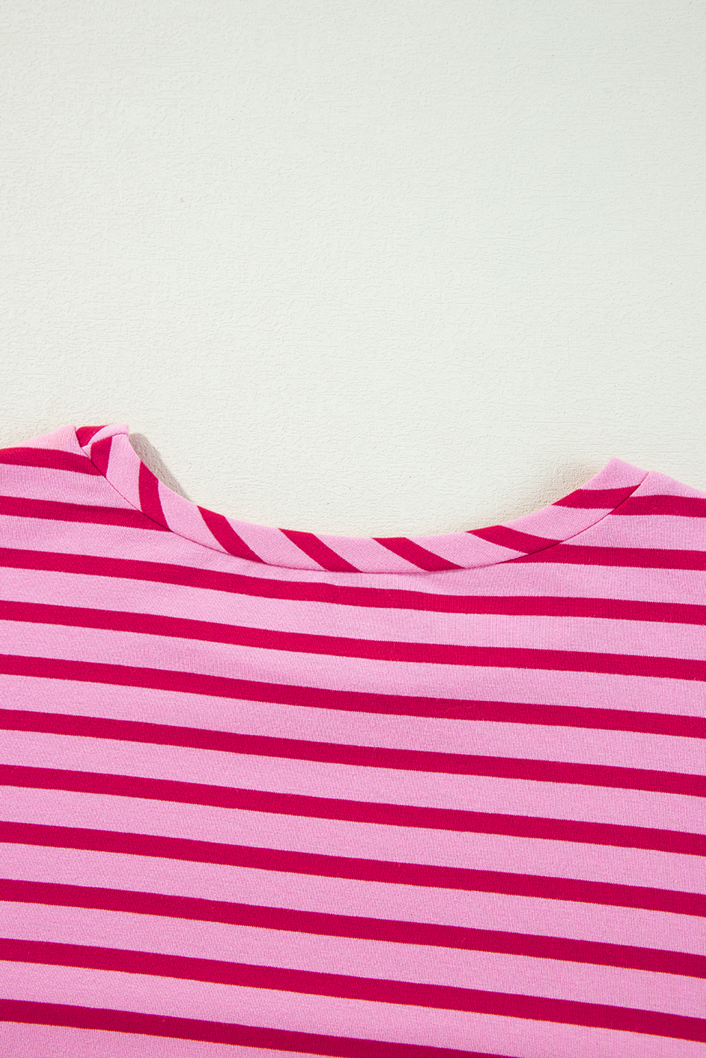 Sachet Pink Striped Print Crew Neck Drop Shoulder Sweatshirt - loveforevers