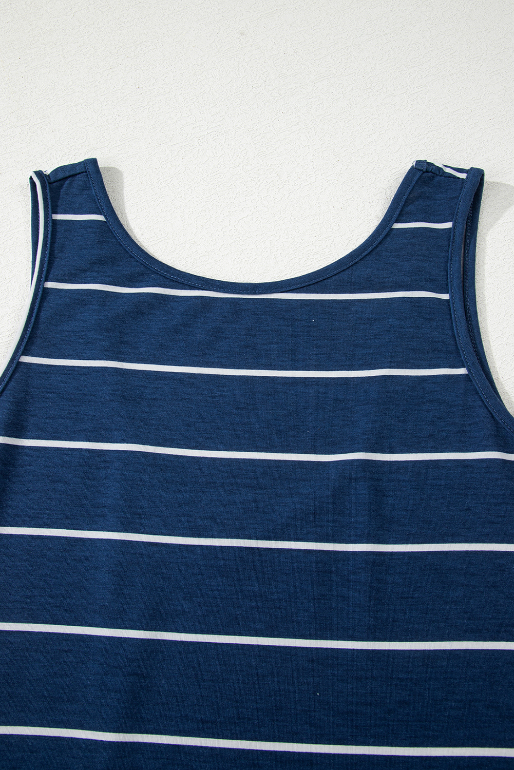 Blue Gray Stripe Print Open Back Sleeveless Maxi Dress with Slits - loveforevers