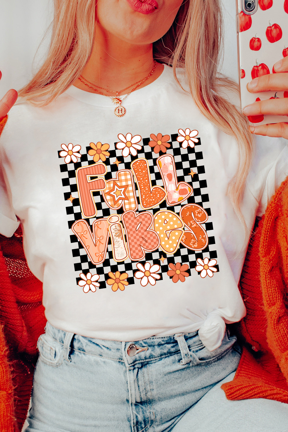 White FALL VIBES Cute Graphic Heat Transfer Tee - loveforevers