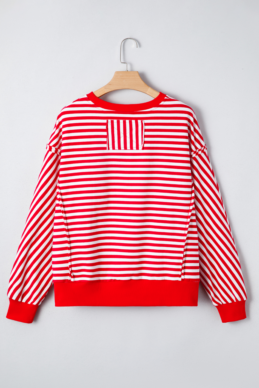 Red Stripe Holly Jolly Sequin Graphic Drop Shoulder Long Sleeve Top - loveforevers