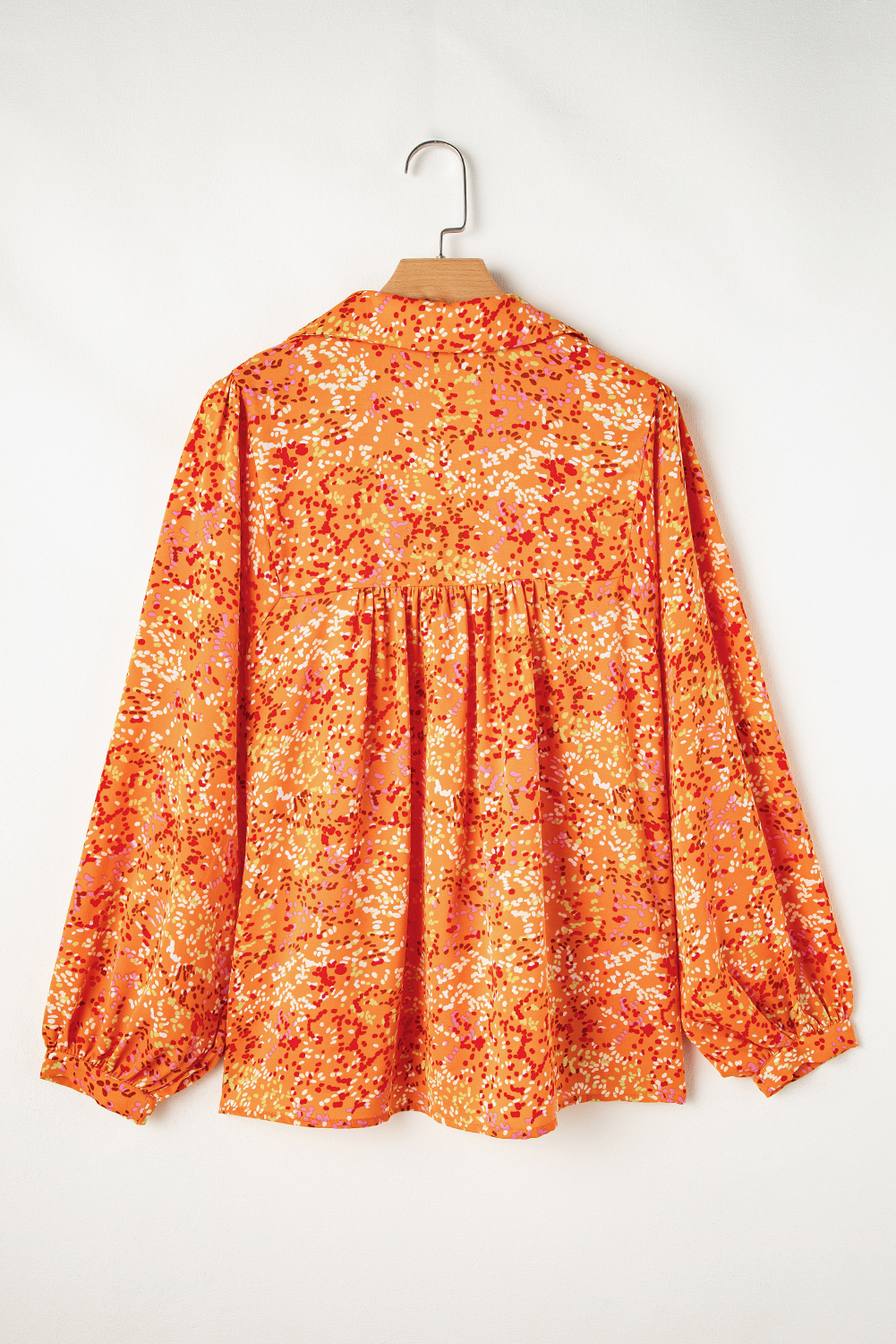 Bonbon Abstract Print Collared V Neck Babydoll Blouse - loveforevers