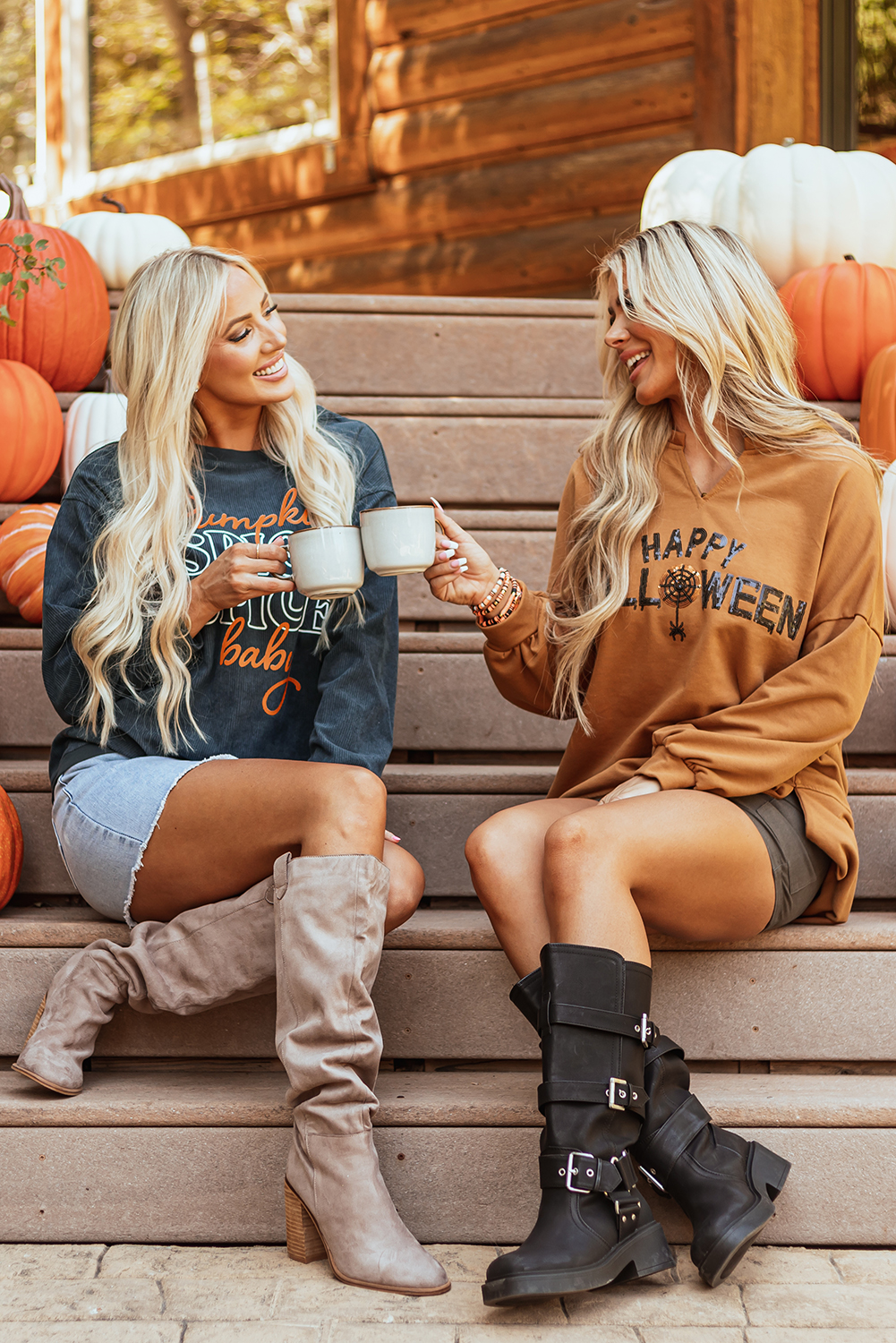 Medium Grey Sequin Happy Halloween Graphic Notched Neck Long Sleeve Loose Top - loveforevers