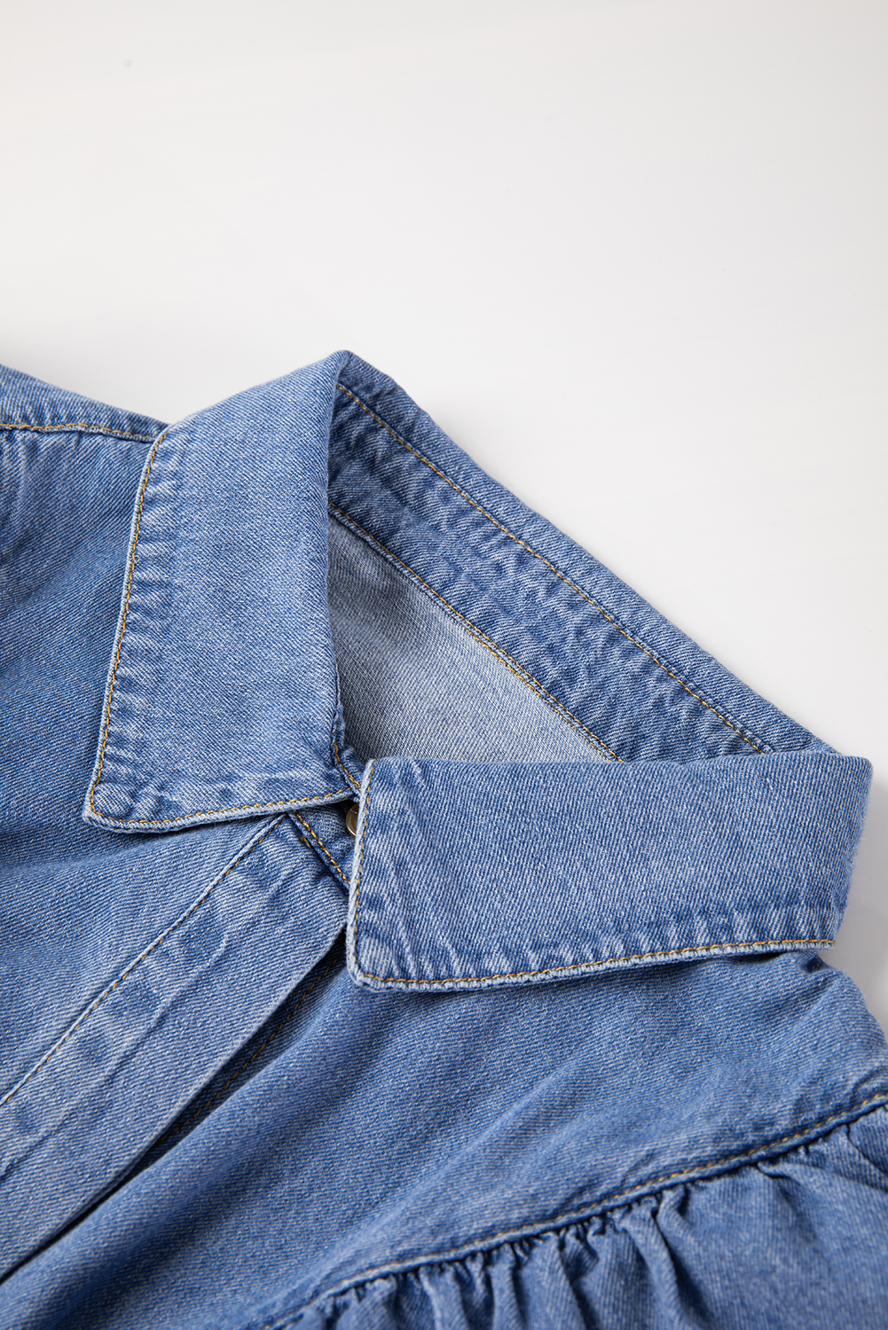 Dusk Blue Denim Ruffled Casual Top - loveforevers