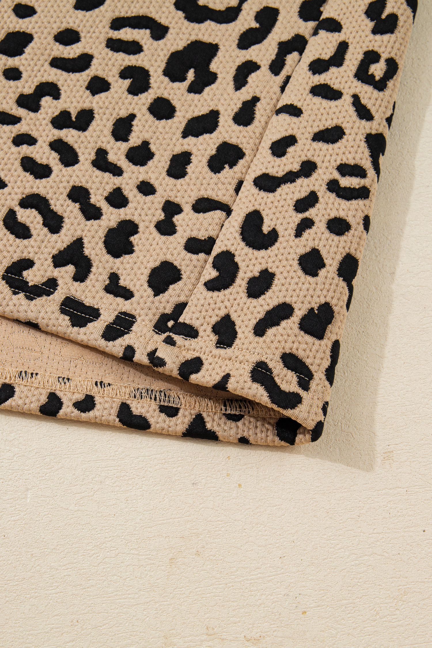 Parchment Leopard Polo Collar V Neck Pullover Top - loveforevers