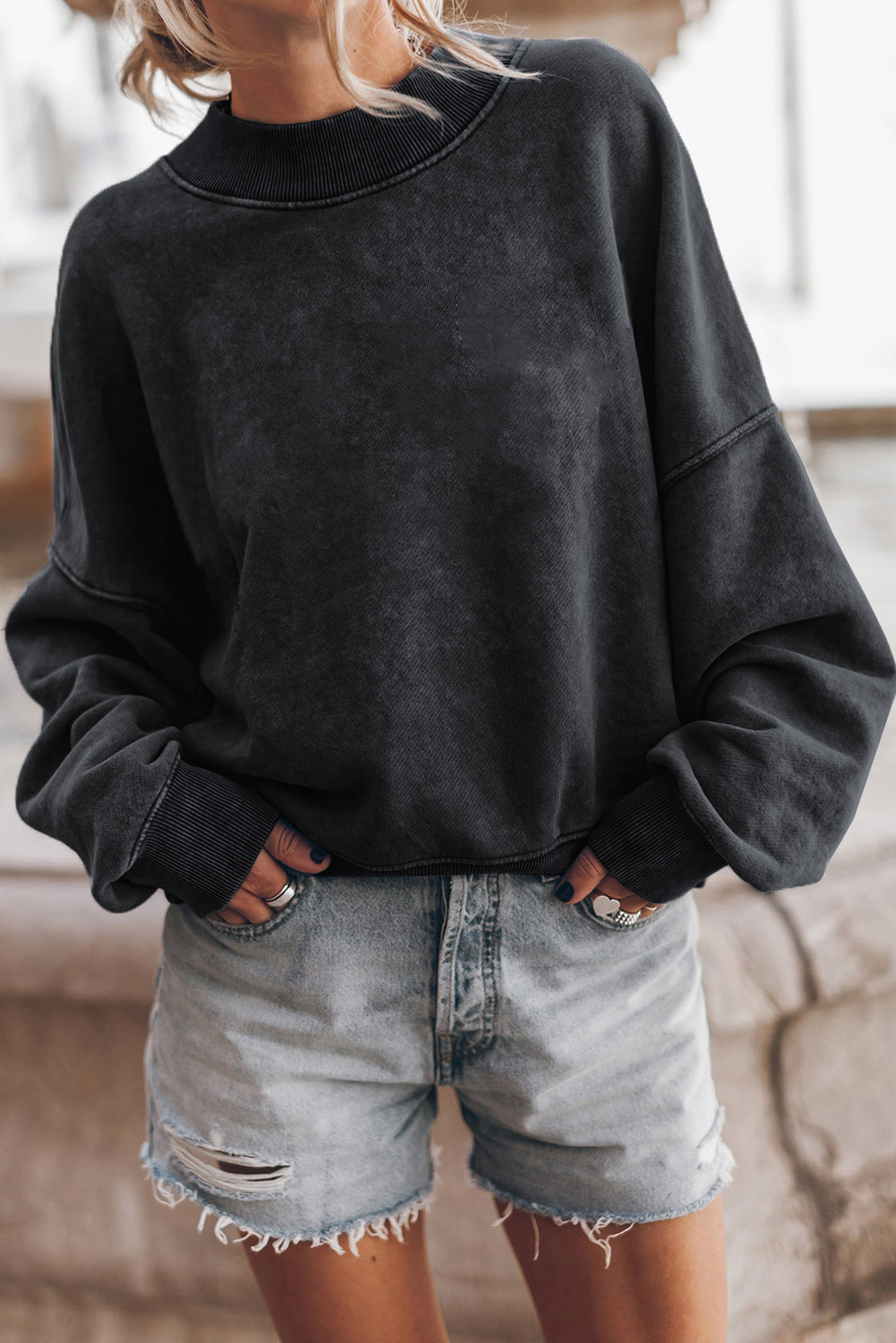 Brown Drop Shoulder Crew Neck Pullover Sweatshirt - loveforevers