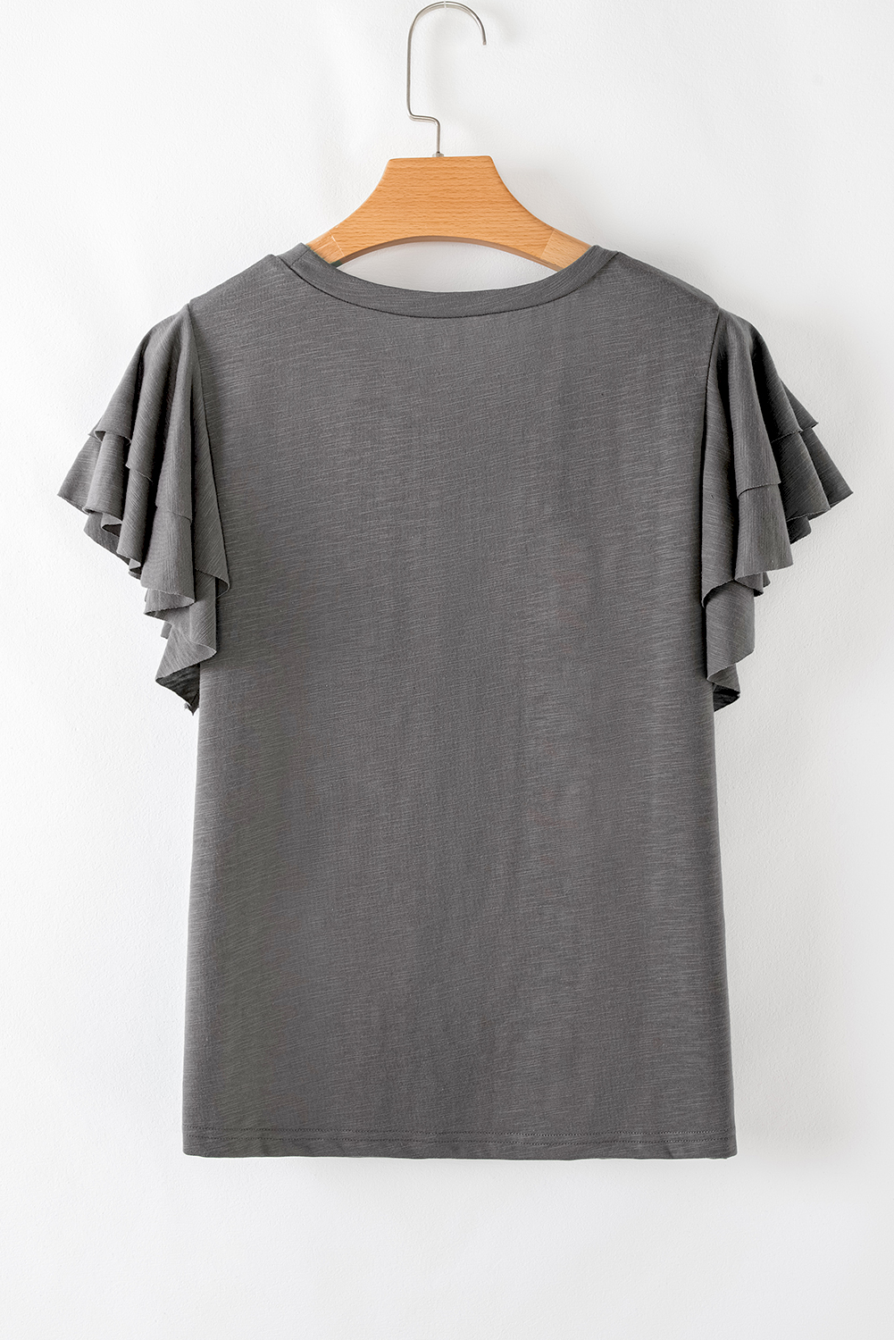 Dark Grey Sequin Turquoise Pattern Ruffle Sleeve Cowgirl Tee - loveforevers