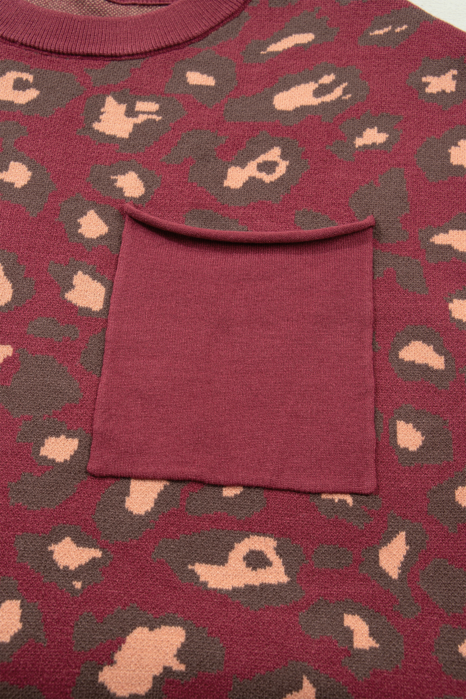 Red Leopard Print Cap Sleeve Knitted Top - loveforevers