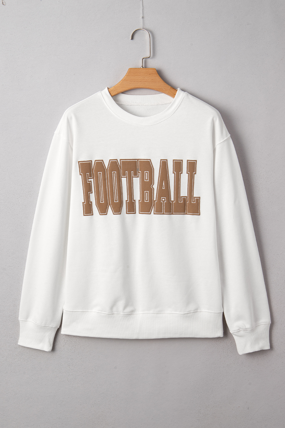 White FOOTBALL 3D Letter Graphic Crew Neck Sweatshirt - loveforevers
