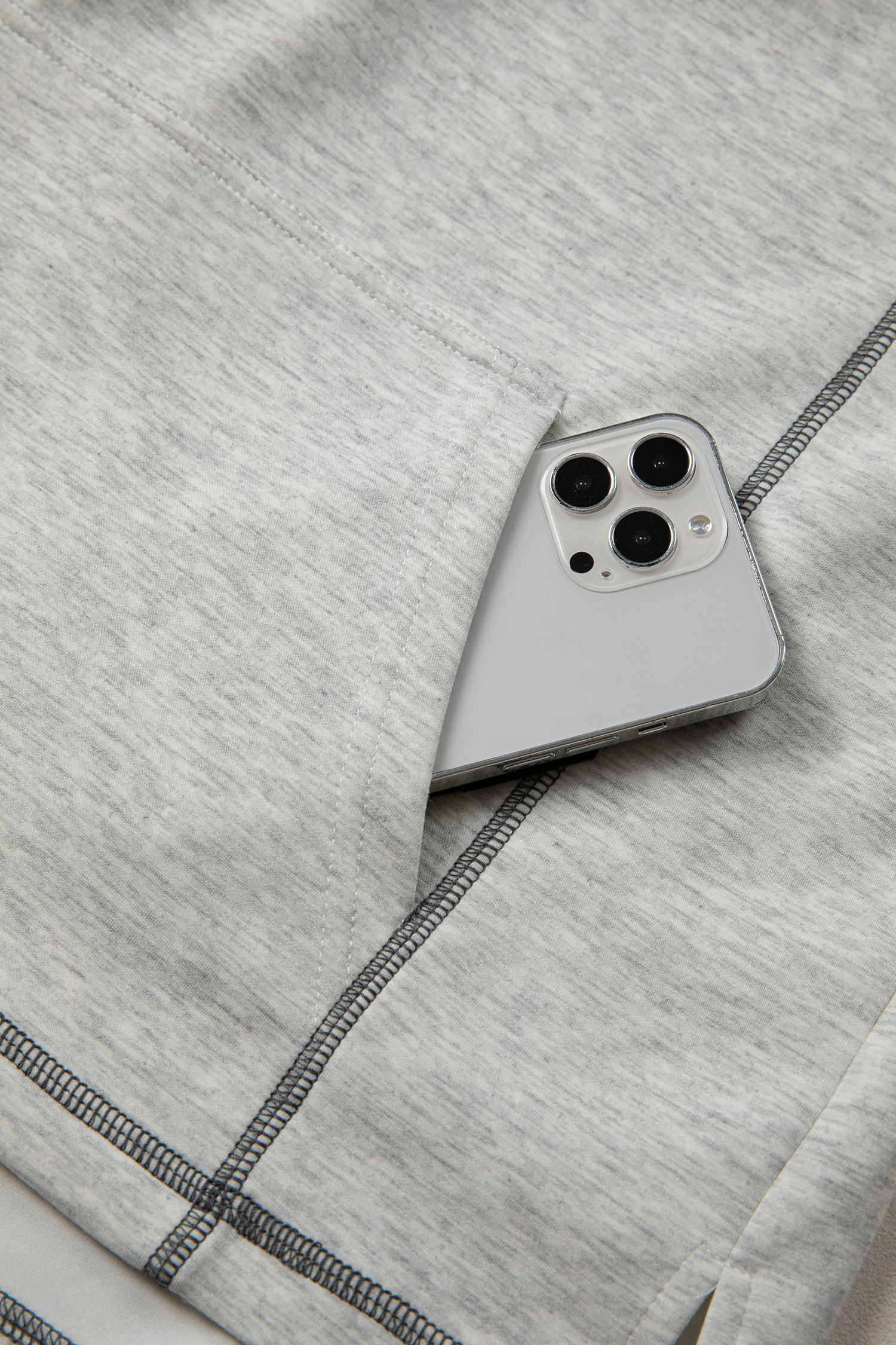 Light Grey Half Zip Stand Neck Seam Detail Long Sleeve Top - loveforevers