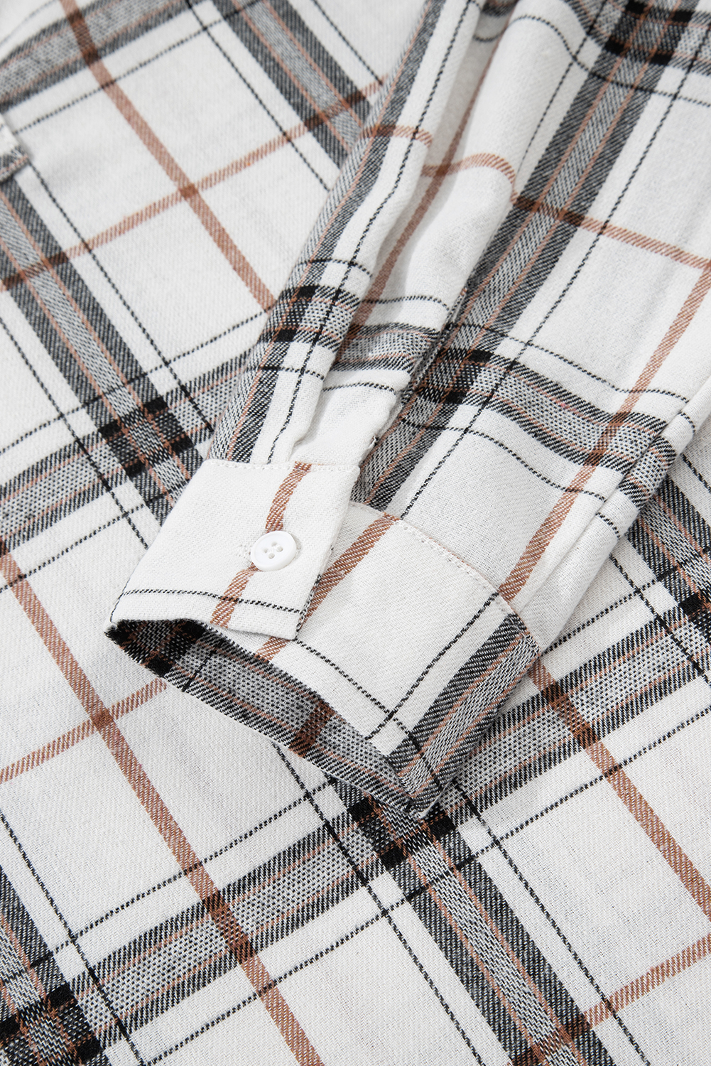 Red Plaid Print Collared V Neck Loose Blouse with Side Slits - loveforevers