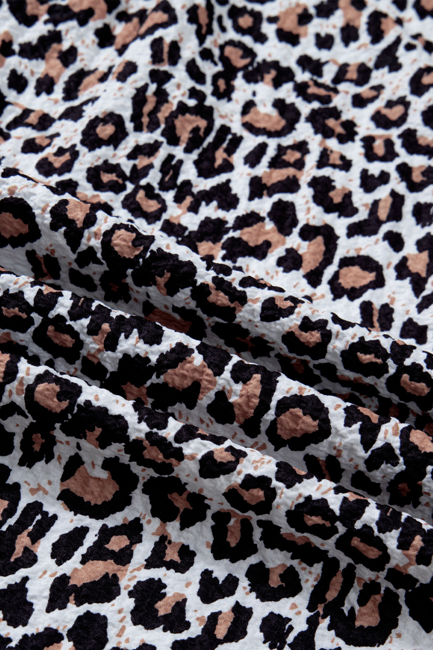 Khaki Contrast Frilled V Neck Trimmed Leopard Shirt - loveforevers