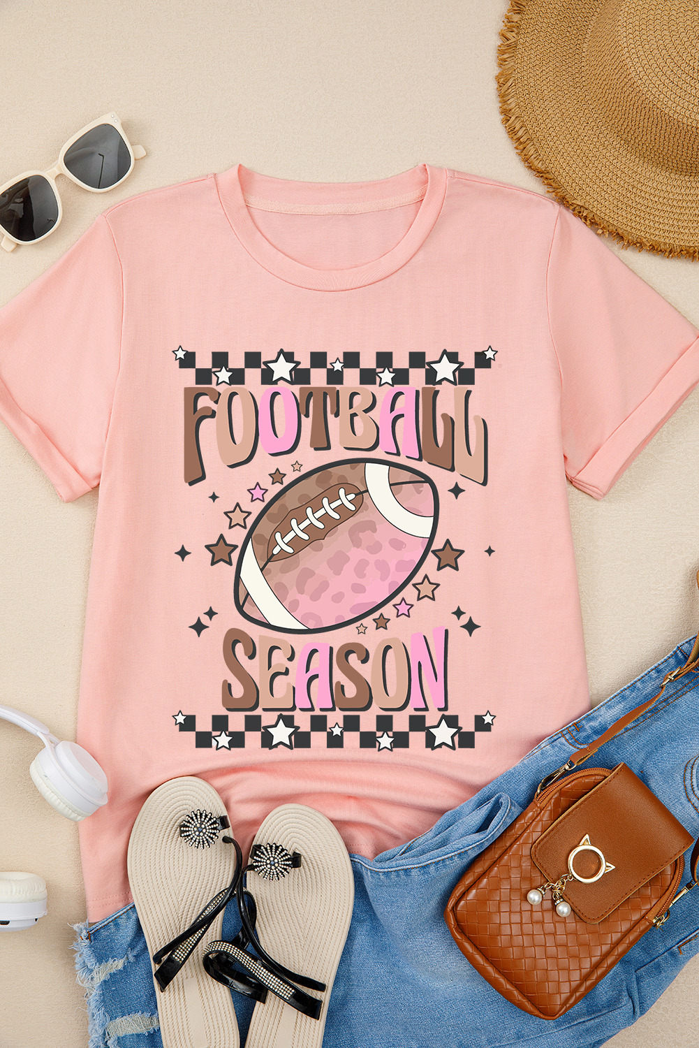 Pink FOOTBALL SEASON Graphic Game Day T Shirt - loveforevers