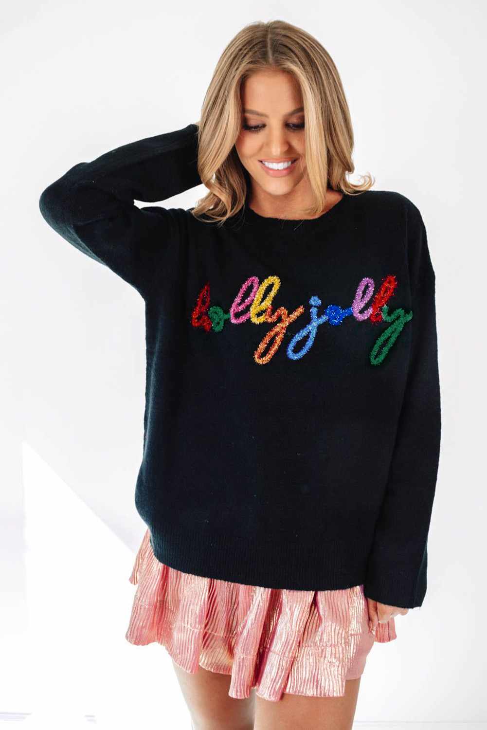 White Merry & Bright Round Neck Casual Sweater - loveforevers