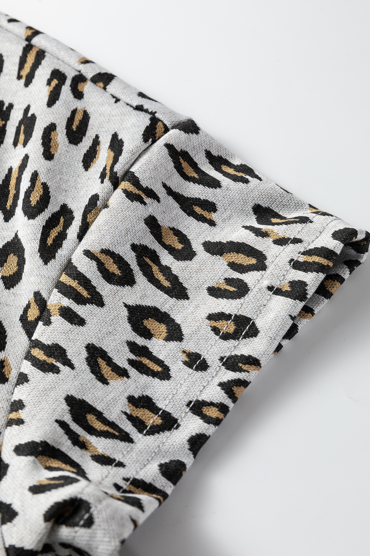 Beige Leopard Print Casual Tee and Pants 2pcs Outfit - loveforevers