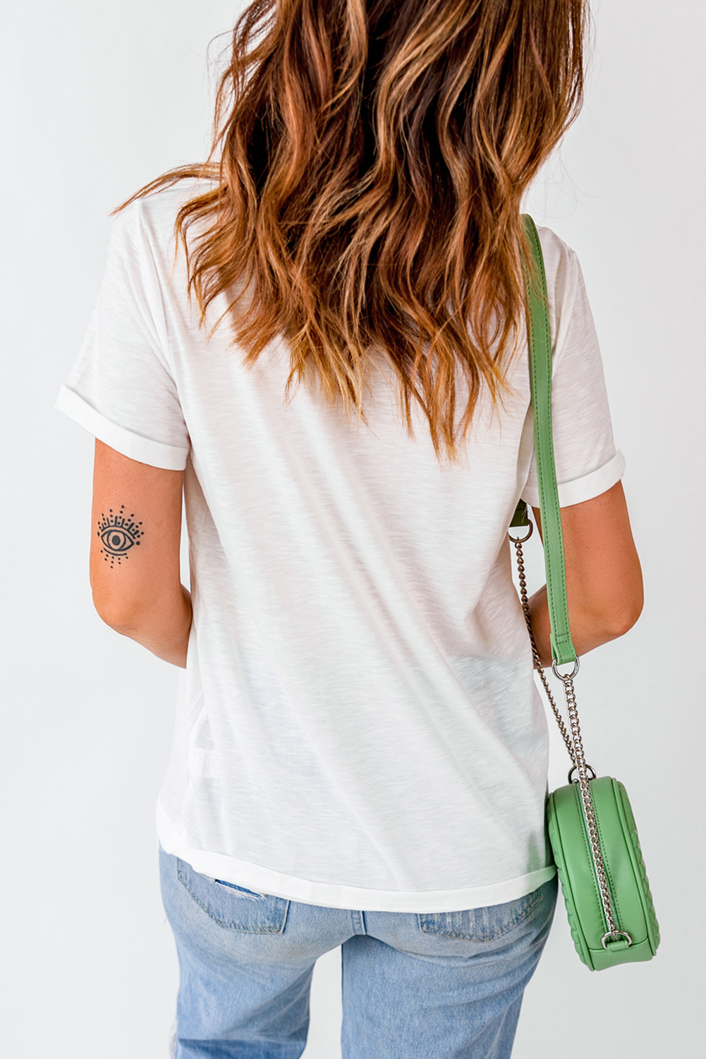 White Crawfish Checkered Pattern Graphic Tee - loveforevers