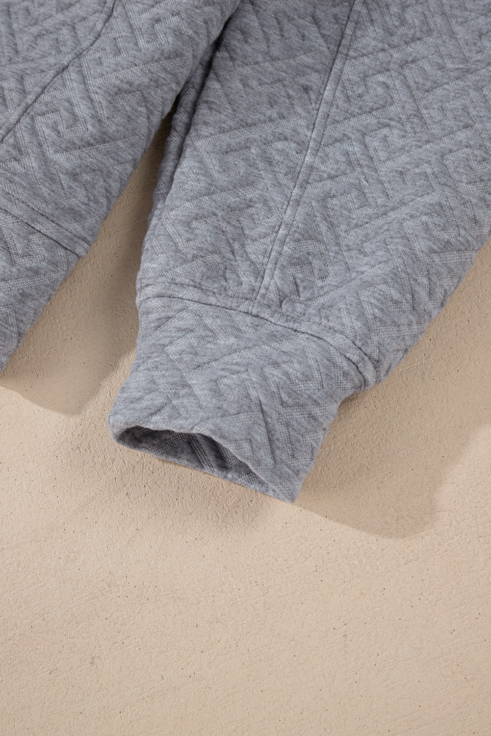 Gray Solid Textured Half Zipper Collared Sweatshirt - loveforevers