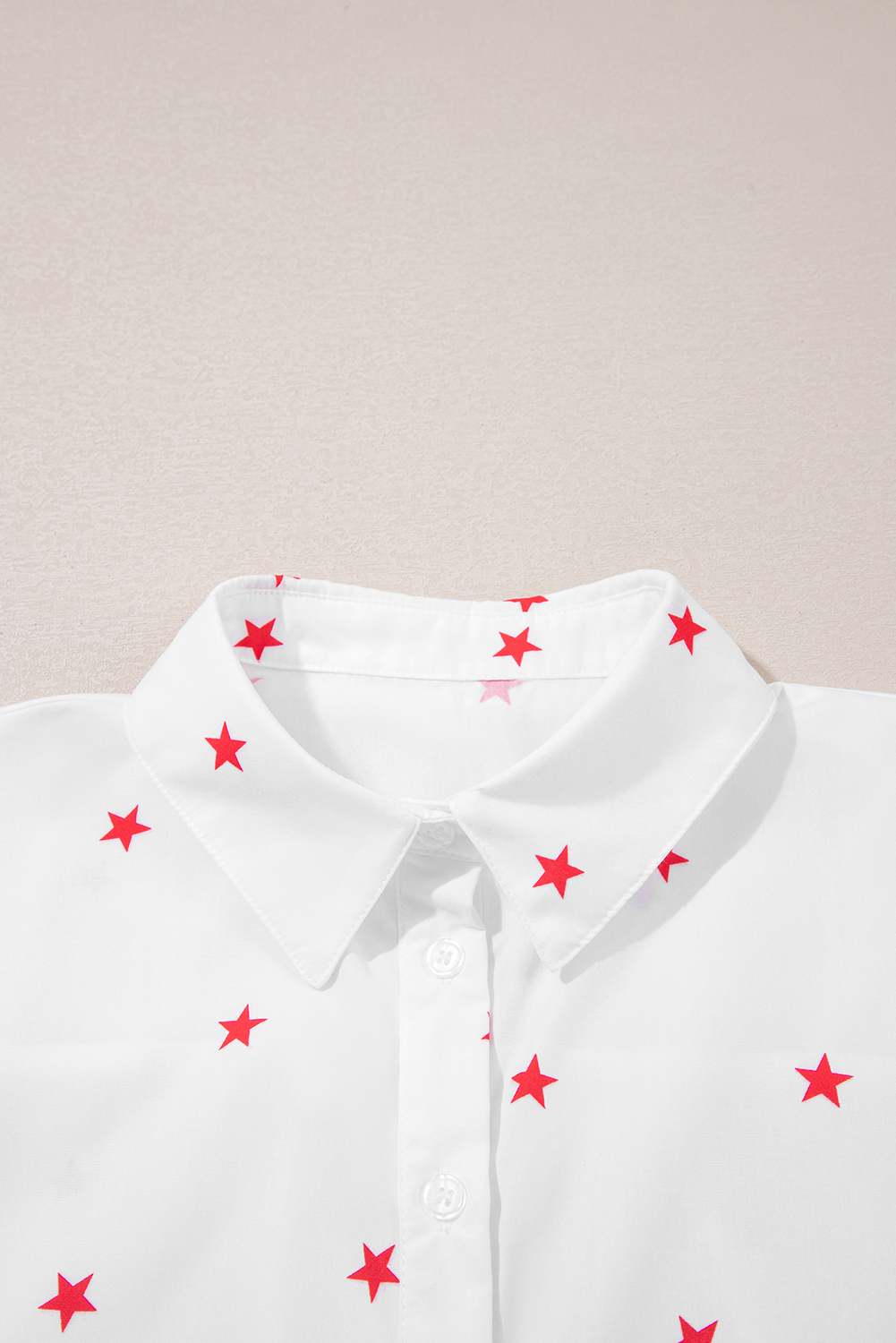 White Little Stars Printed Loose Half Sleeve Loose Shirt - loveforevers