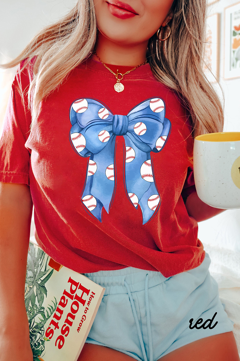 Red Rugby Bowknot Graphic Crew Neck Tee - loveforevers