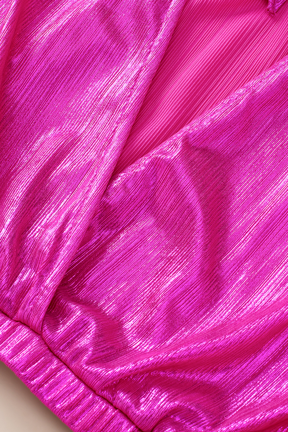 Bright Pink Ruched Sleeves Knotted Backless Blouse - loveforevers