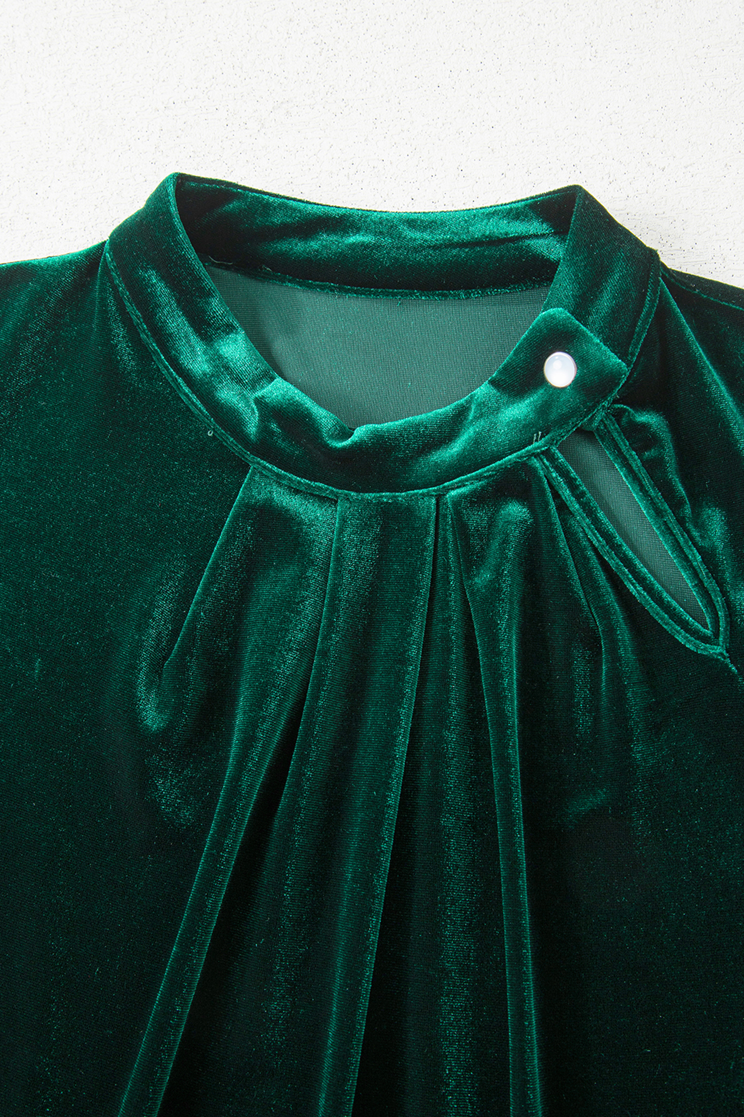 Red Dahlia Asymmetric Button Keyhole Neck Long Sleeve Velvet Blouse - loveforevers