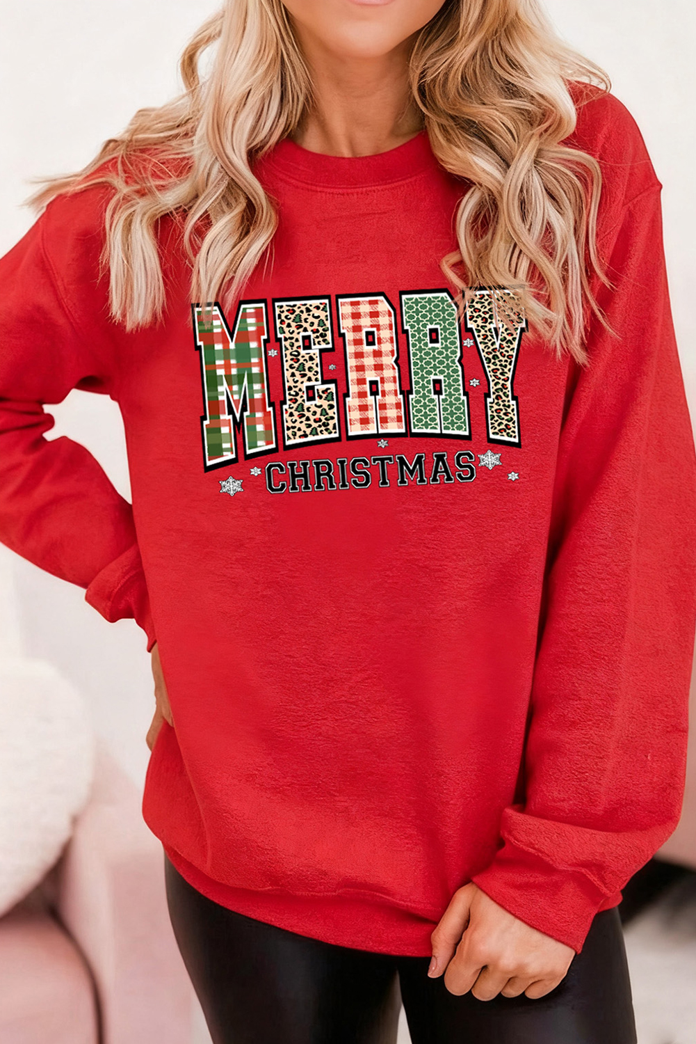 Red MERRY CHRISTMAS Graphic Festive Holiday Sweatshirt - loveforevers