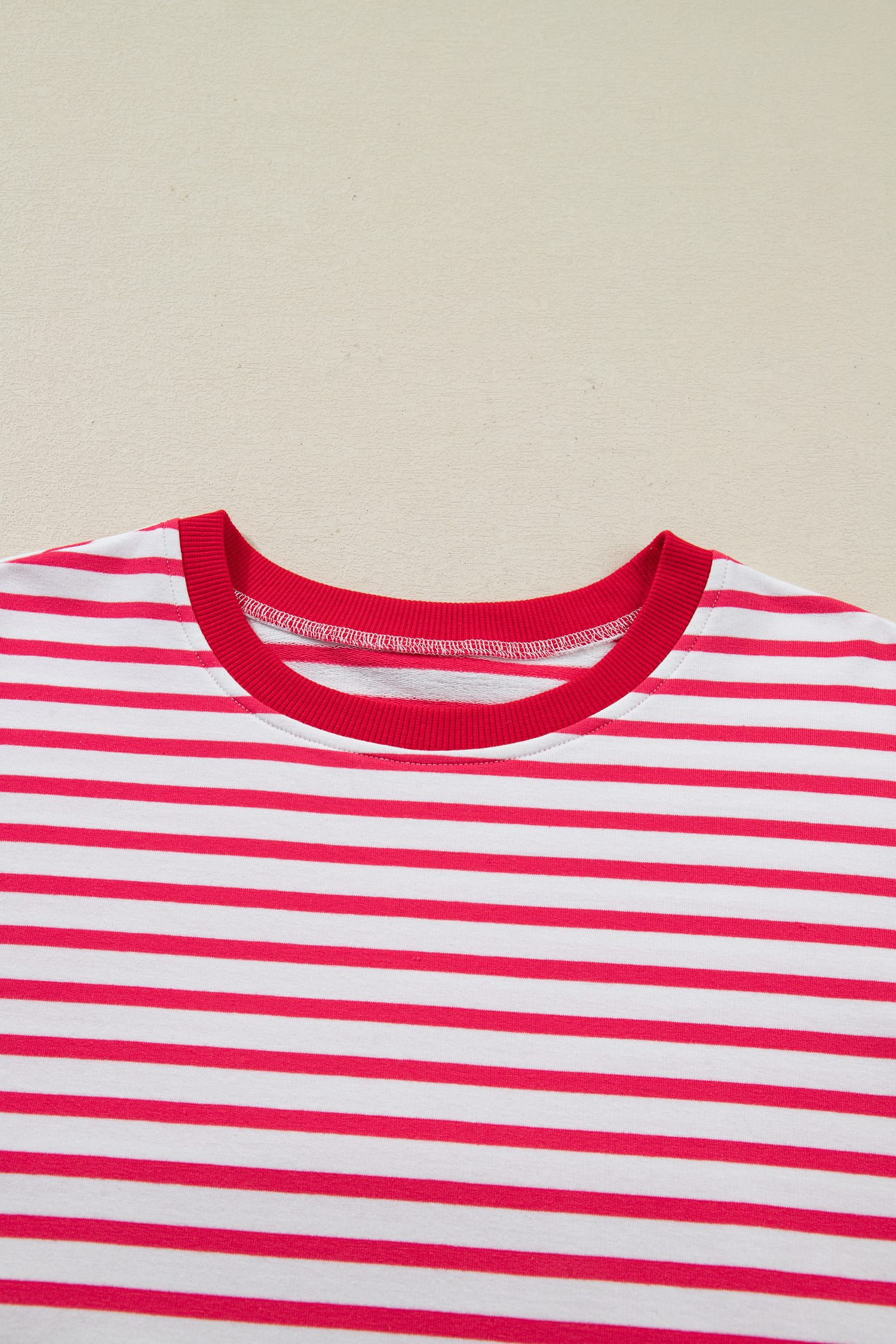 Red Stripe Drop Shoulder Half Sleeve T Shirt - loveforevers