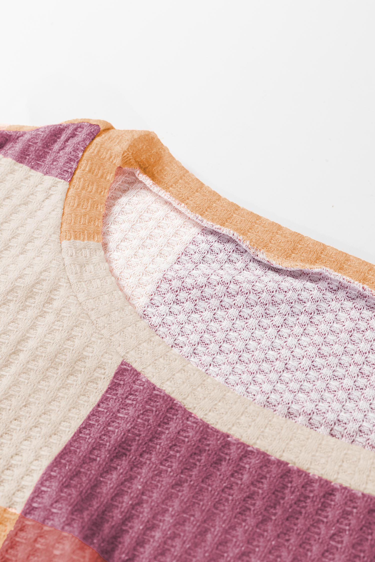 Green Checkered Print Textured Knit Long Sleeve Loose Top - loveforevers