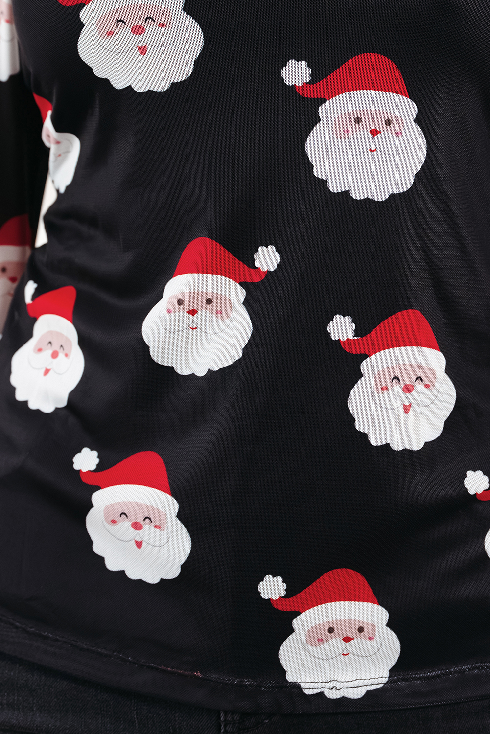 Black Christmas Fashion Print Slim Fit Long Sleeve Top - loveforevers