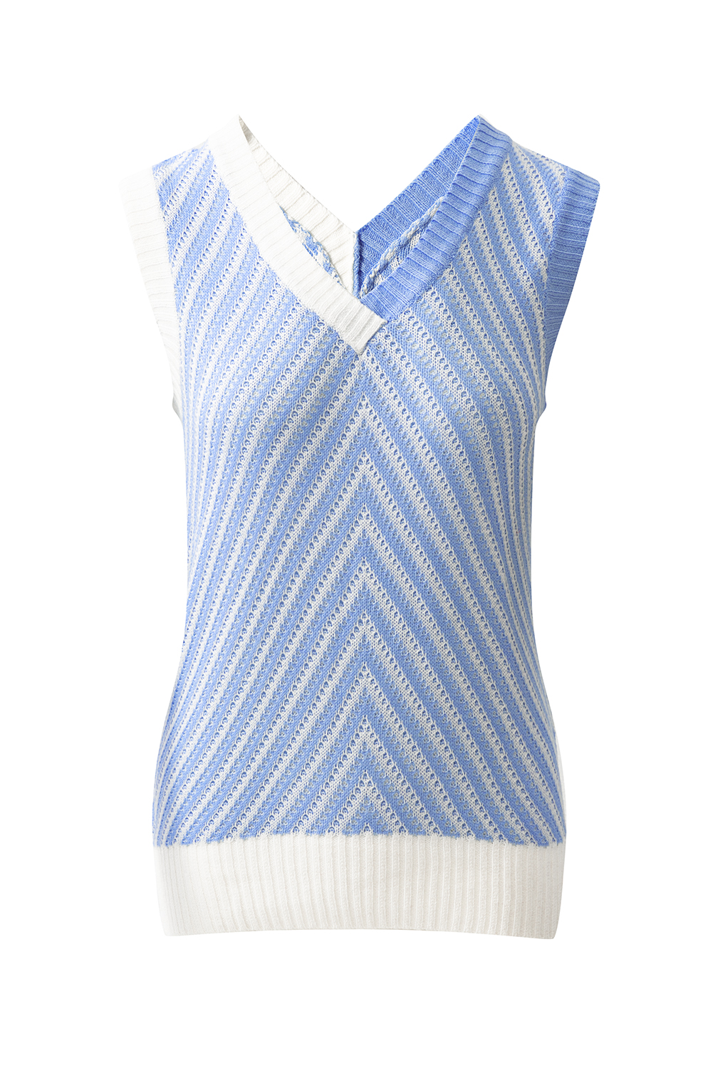 Black Contrast Chevron Knit V Neck Sweater Vest - loveforevers