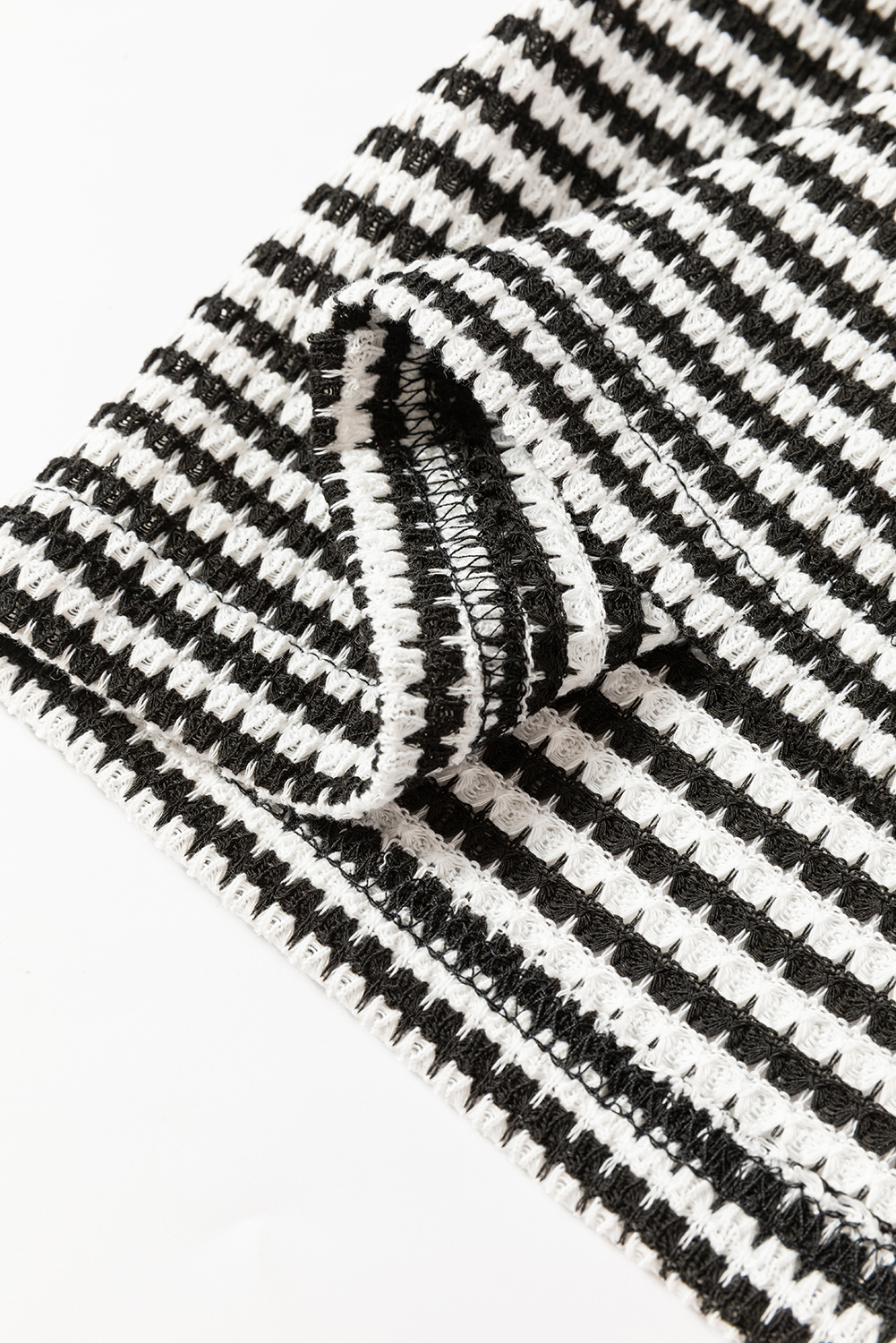 Black Stripe Round Neck Drop Shoulder Long Sleeve Top - loveforevers