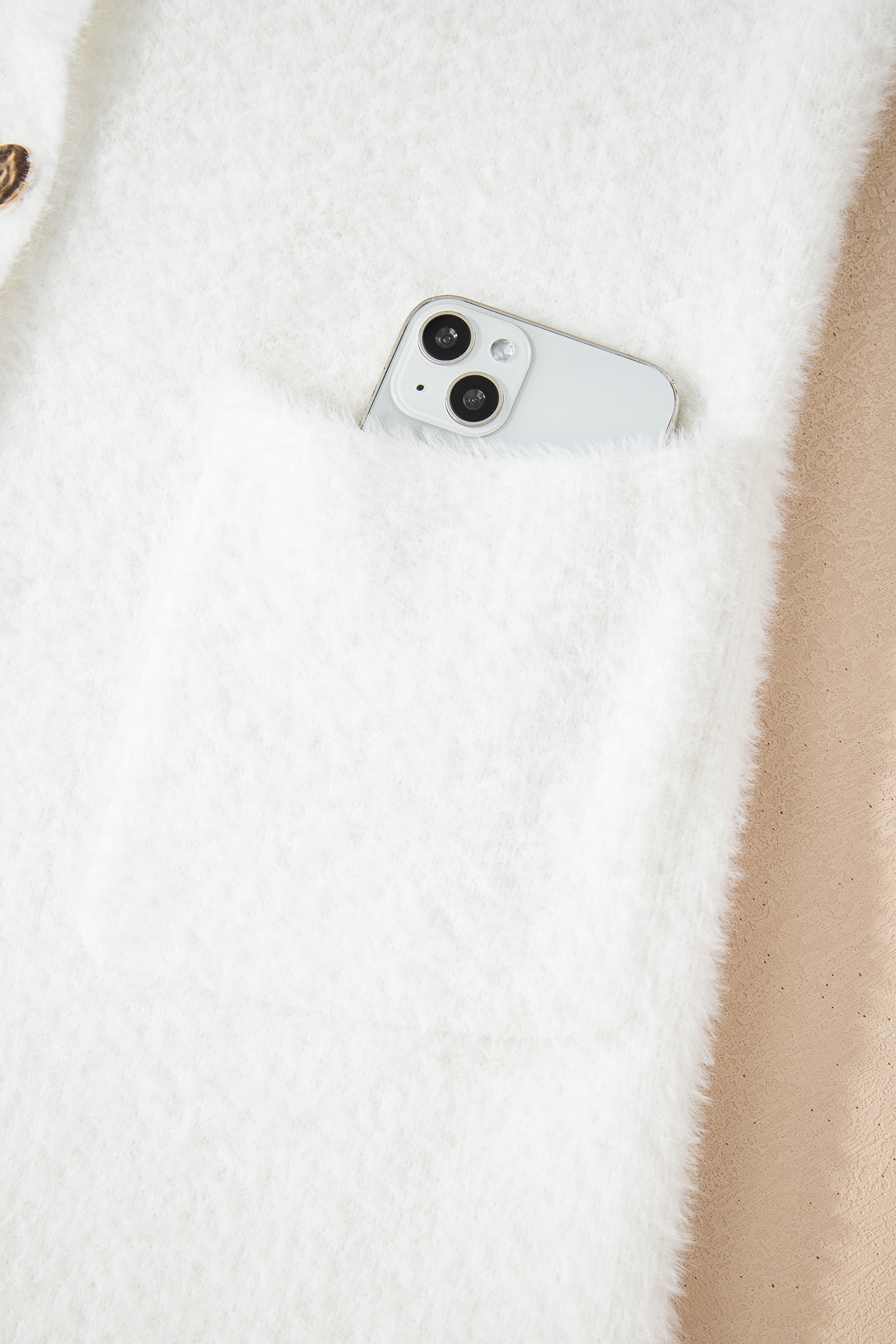 White Fuzzy Buttoned Front Midi Solid Cardigan - loveforevers