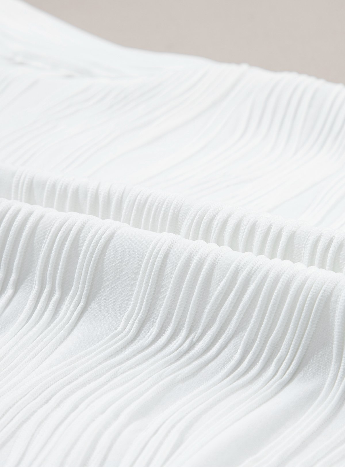 White Wavy Textured Mock Neck Cap Sleeve Top - loveforevers