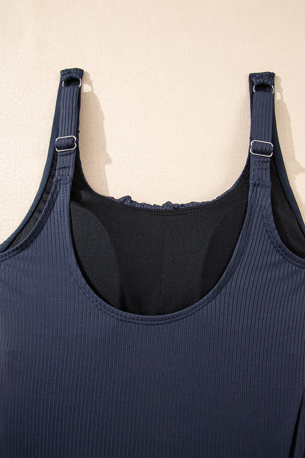Blackish Green Ruched U Neck Ribbed Tankini - loveforevers