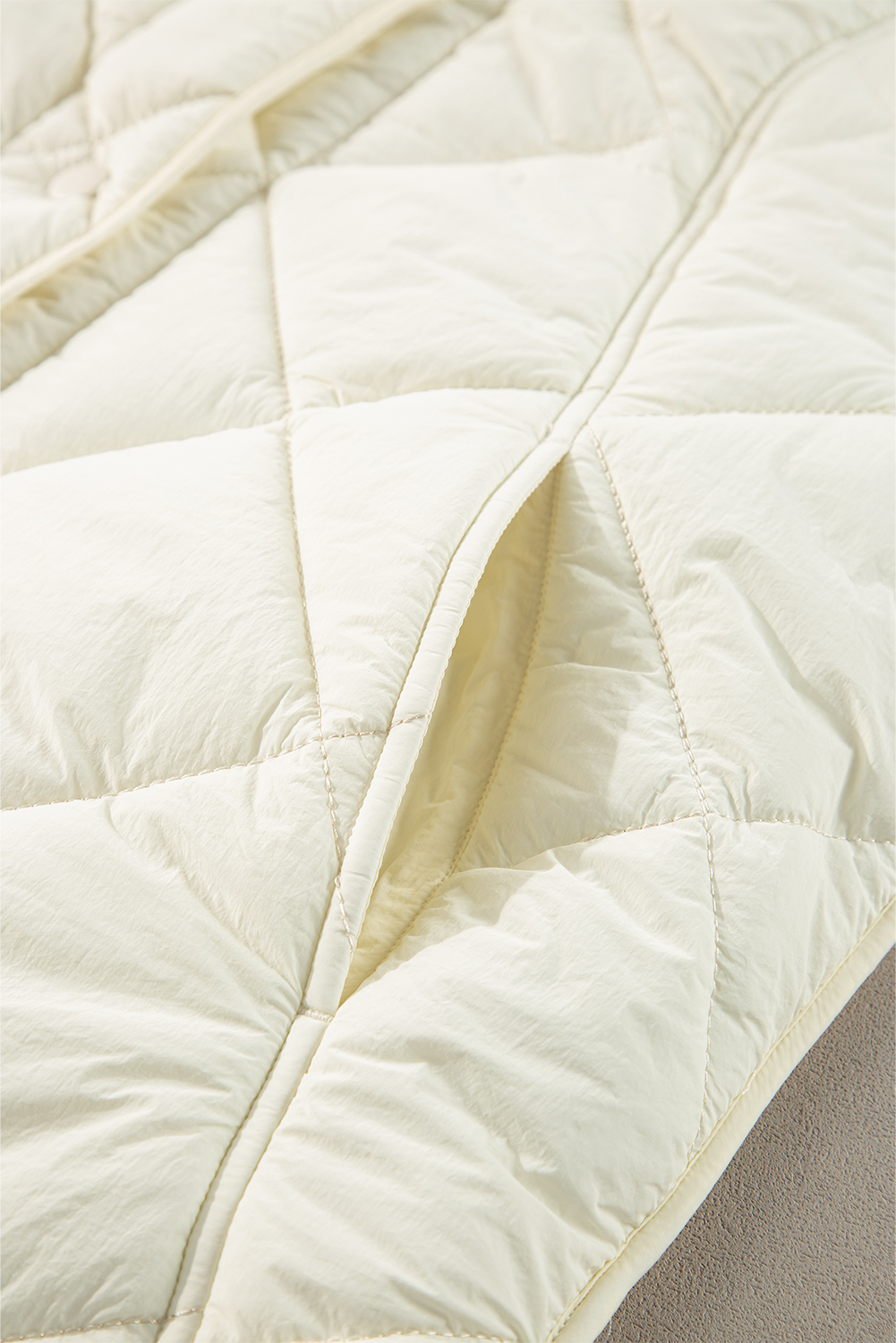 Beige Quilted High Neck Button Up Pocket Vest Coat - loveforevers