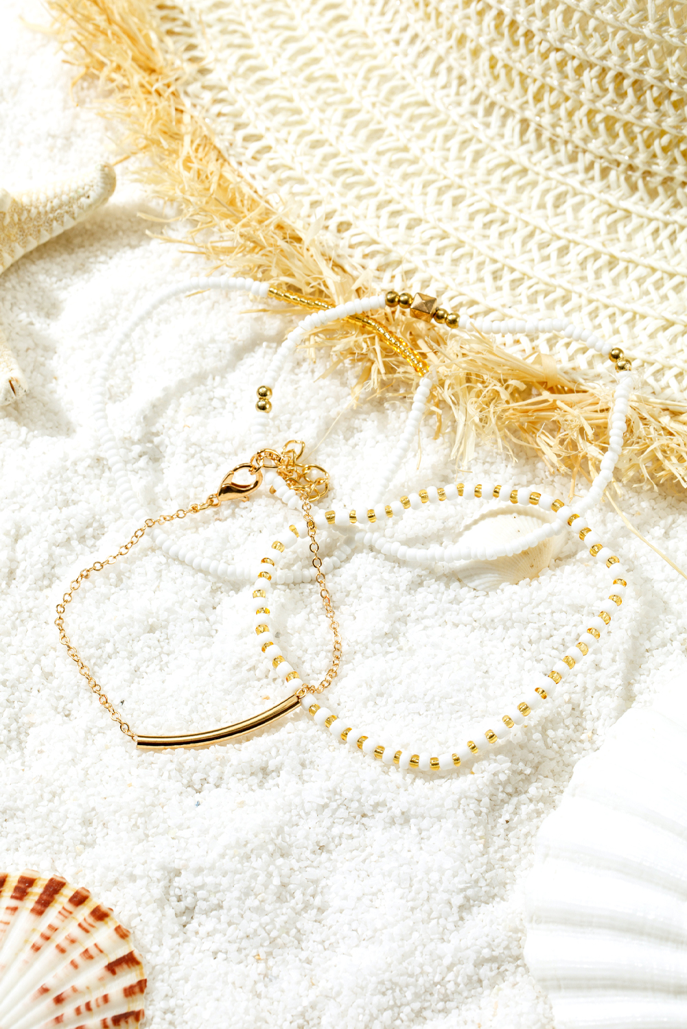 Gold Tiny Beaded Multi Layer Bracelet Set - loveforevers