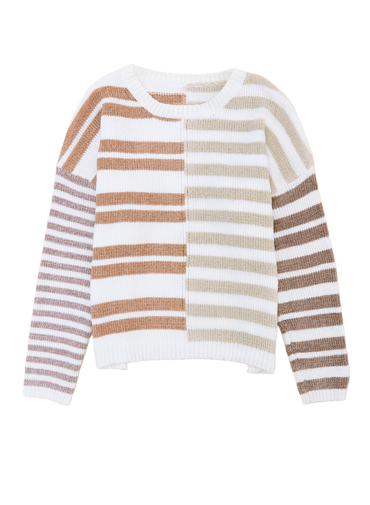Stripe Blocked Drop Shoulder Slouchy Sweater - loveforevers