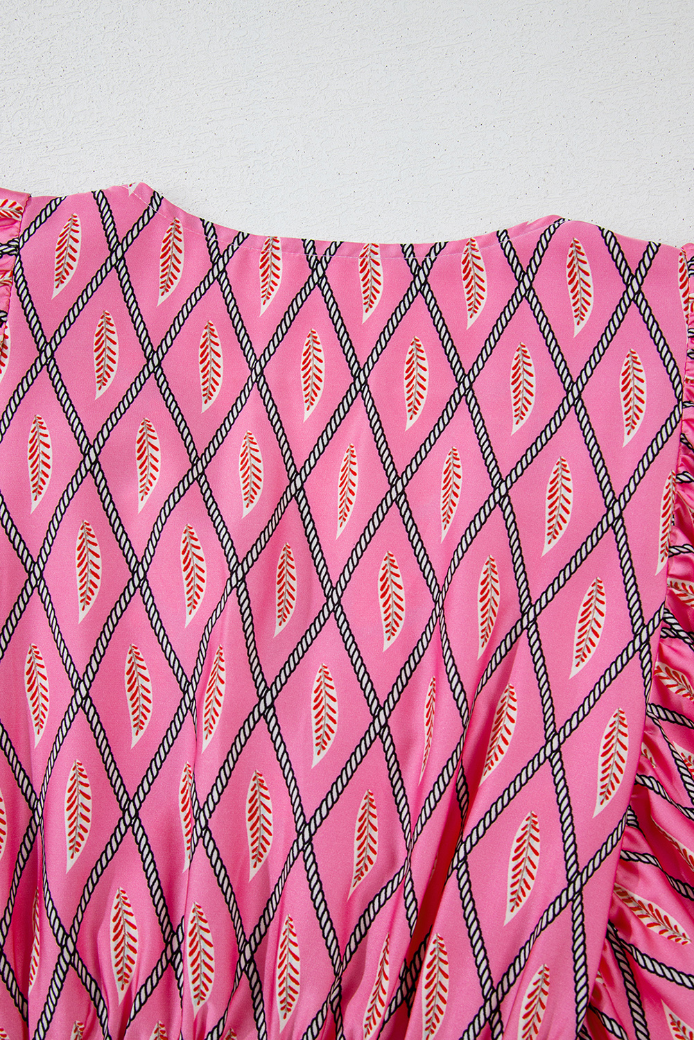 Pink Paisley Geometric Print V Neck High Waist Romper - loveforevers