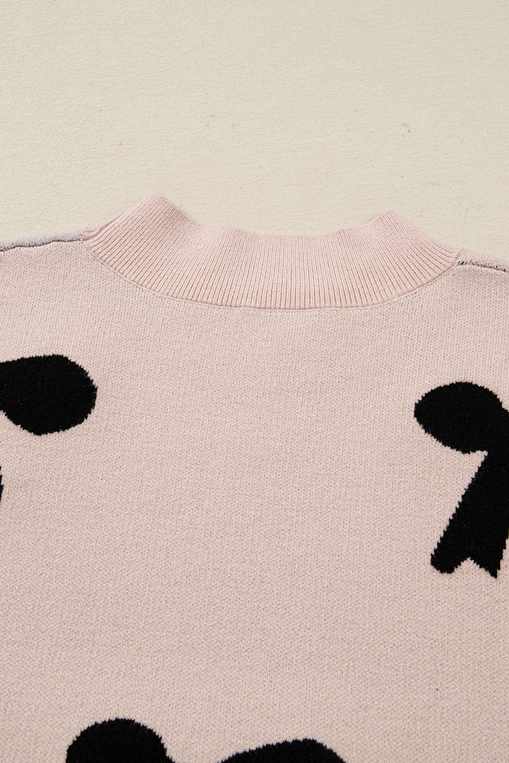 Bright Pink Pearl Embellished Bow Pattern Loose Sweater - loveforevers