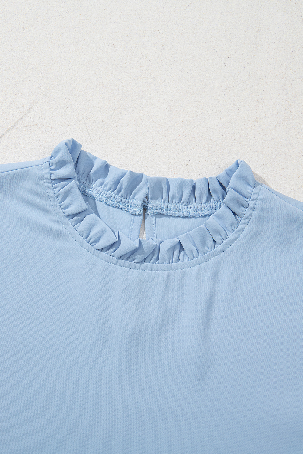 Green Frilly Round Neck Wide Half Sleeve Blouse - loveforevers