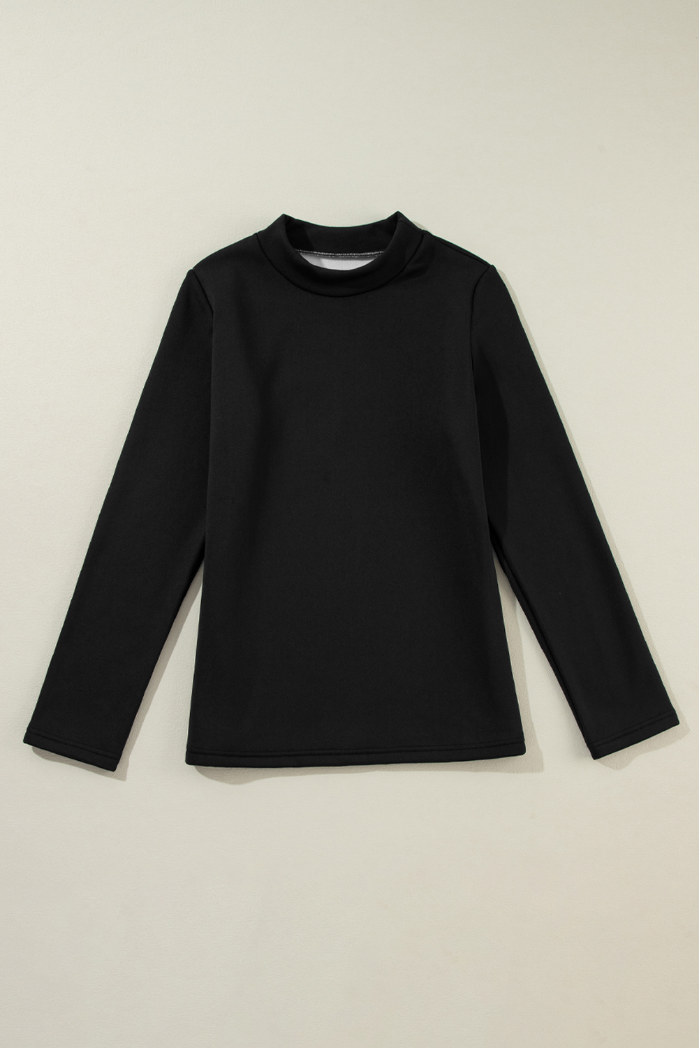 Black Mock Neck Thermal Lined Long Sleeve Tee - loveforevers
