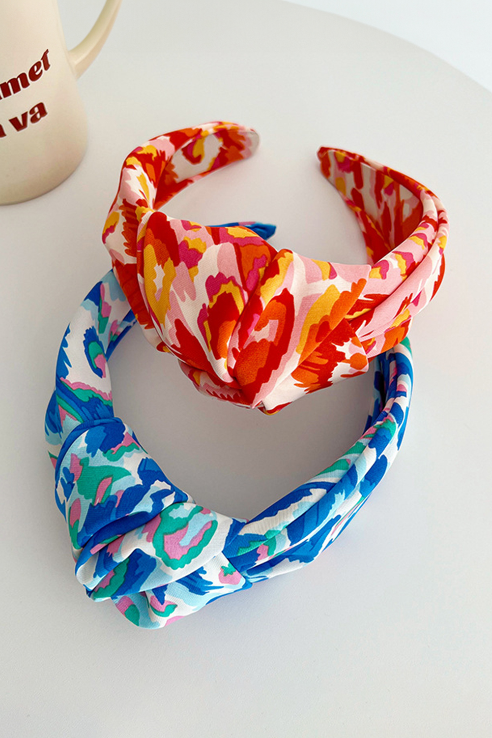Blue Bohemian Vacation Fashion Print Twisted Hair Band - loveforevers