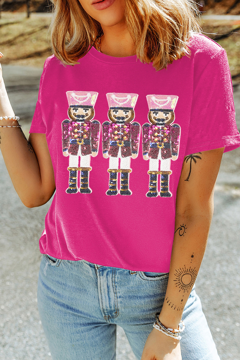Rose Red Nutcracker Graphic Christmas Holiday T Shirt - loveforevers